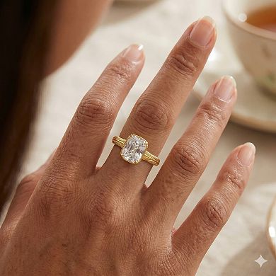 Sienna Vale Gold Tone Oval Cubic Zirconia Designed Ring