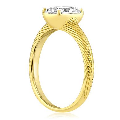 Sienna Vale Gold Tone Oval Cubic Zirconia Designed Ring