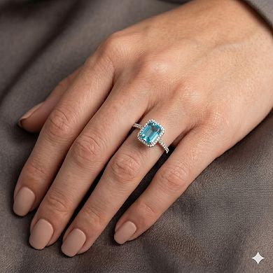 Sienna Vale Silver Tone Halo Cubic Zirconia Ring