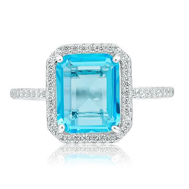 Sienna Vale Silver Tone Halo Cubic Zirconia Ring