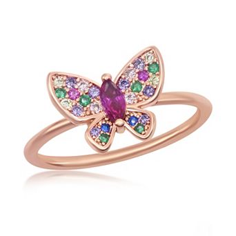 Sienna Vale Rose Gold Tone Butterfly Cubic Zirconia Ring