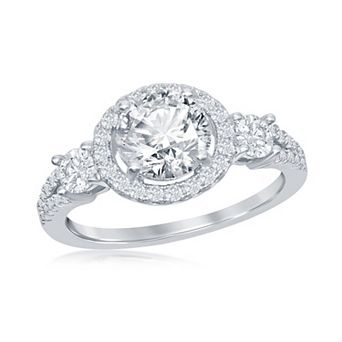 Sienna Vale Silver Tone Round Halo Cubic Zirconia Ring