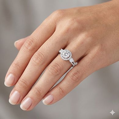 Sienna Vale Silver Tone Round Halo Cubic Zirconia Ring