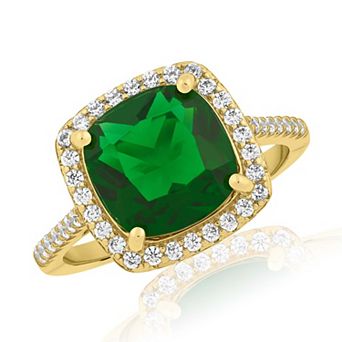 Sienna Vale Gold Tone Cushion Cut Cubic Zirconia Halo Ring