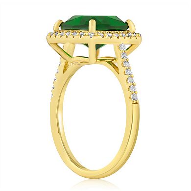 Sienna Vale Gold Tone Cushion Cut Cubic Zirconia Halo Ring