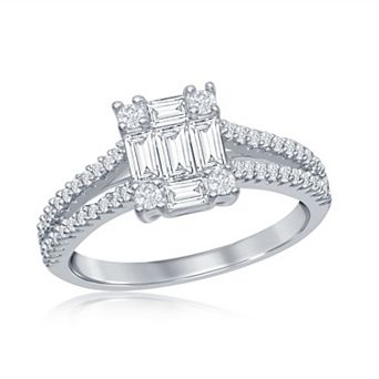 Sienna Vale Silver Tone Baguette Cut Cubic Zirconia Anniversary Ring