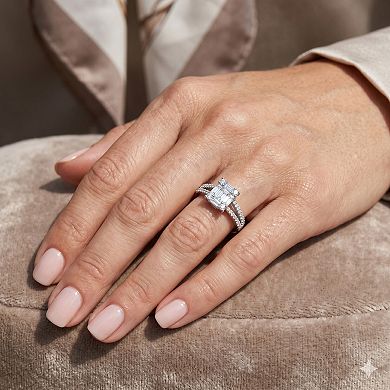 Sienna Vale Silver Tone Baguette Cut Cubic Zirconia Anniversary Ring
