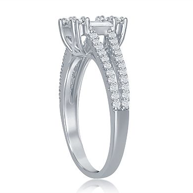 Sienna Vale Silver Tone Baguette Cut Cubic Zirconia Anniversary Ring