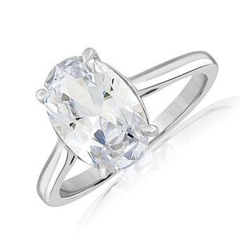 Sienna Vale Silver Tone Radiant Oval Cubic Zirconia Ring