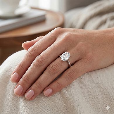 Sienna Vale Silver Tone Radiant Oval Cubic Zirconia Ring