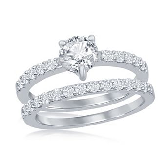 Sienna Vale Silver Tone Pear-Shaped Cubic Zirconia Bridal Ring Set