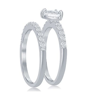 Sienna Vale Silver Tone Pear-Shaped Cubic Zirconia Bridal Ring Set