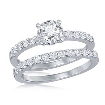 Sienna Vale Silver Tone Round Solitaire Cubic Zirconia Bridal Ring Set