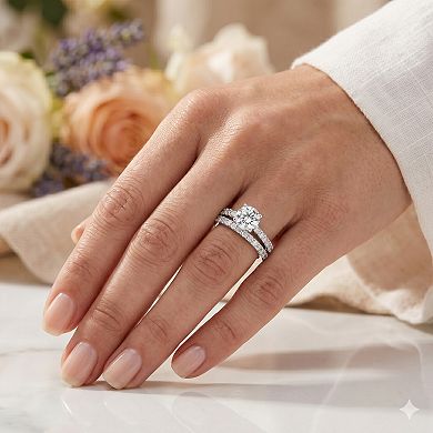 Sienna Vale Silver Tone Round Solitaire Cubic Zirconia Bridal Ring Set