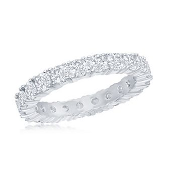 Sienna Vale Silver Tone Cubic Zirconia Eternity Band Anniversary Ring