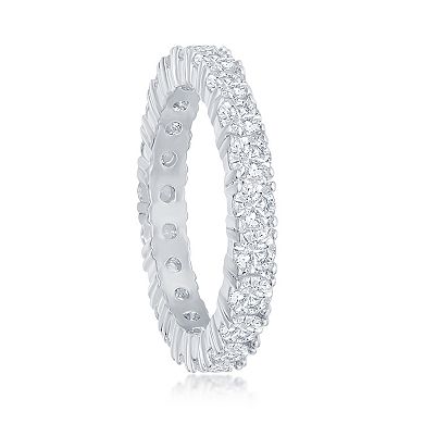 Sienna Vale Silver Tone Cubic Zirconia Eternity Band Anniversary Ring