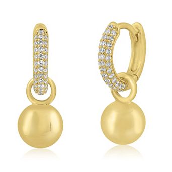 Sienna Vale Cubic Zirconia Bead Charm Huggie Hoop Earrings
