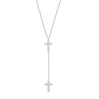 Sienna Vale Polished Double Cross Lariat Necklace
