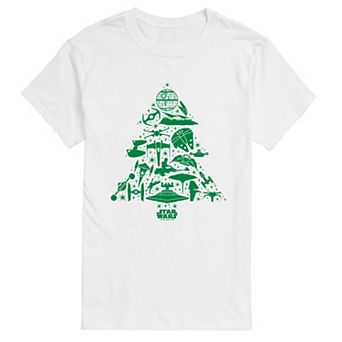 Men's Star Wars Ships Christmas Tree Silhouette Short Sleeve Graphic T-Shirt