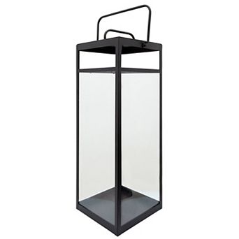 Sagebrook Home 29" Elegant Metal & Glass Rectangular Lantern, Black