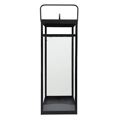 Sagebrook Home 29" Elegant Metal & Glass Rectangular Lantern, Black