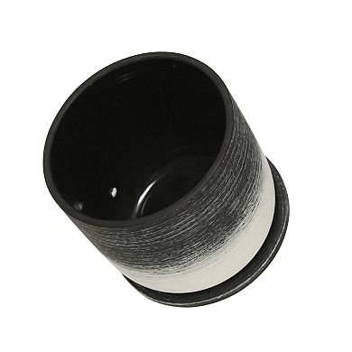6" Planter - Ceramic Black And White Planter With Contemporary Textured Gradient Design