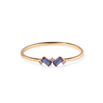 Belinda Jewelz 18k Gold Plated Vermeil Dainty 2 Baguette Birthstone Ring