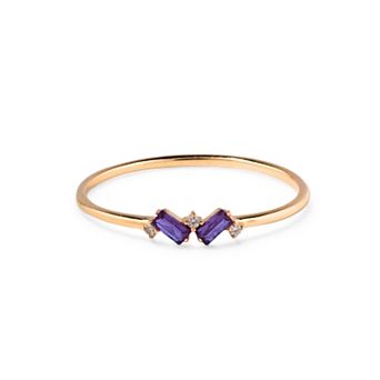 Belinda Jewelz 18k Gold Plated Vermeil Dainty 2 Baguette Birthstone Ring