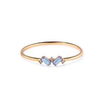 Belinda Jewelz 18k Gold Plated Vermeil Dainty 2 Baguette Birthstone Ring