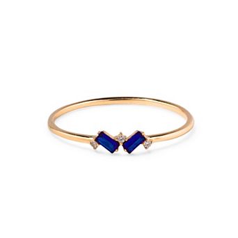 Belinda Jewelz 18k Gold Plated Vermeil Dainty 2 Baguette Birthstone Ring