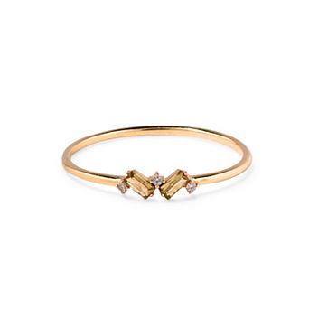 Belinda Jewelz 18k Gold Plated Vermeil Dainty 2 Baguette Birthstone Ring