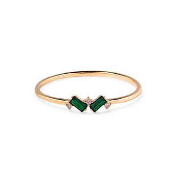 Belinda Jewelz 18k Gold Plated Vermeil Dainty 2 Baguette Birthstone Ring
