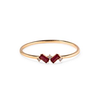 Belinda Jewelz 18k Gold Plated Vermeil Dainty 2 Baguette Birthstone Ring
