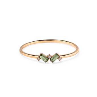 Belinda Jewelz 18k Gold Plated Vermeil Dainty 2 Baguette Birthstone Ring