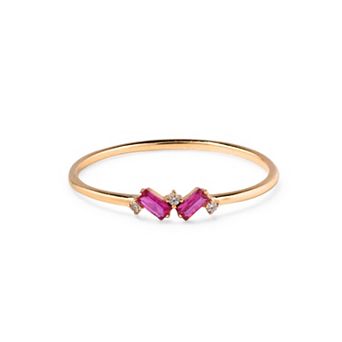 Belinda Jewelz 18k Gold Plated Vermeil Dainty 2 Baguette Birthstone Ring
