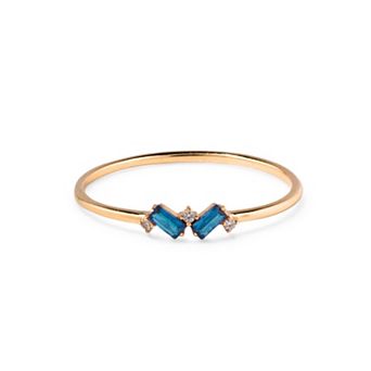 Belinda Jewelz 18k Gold Plated Vermeil Dainty 2 Baguette Birthstone Ring