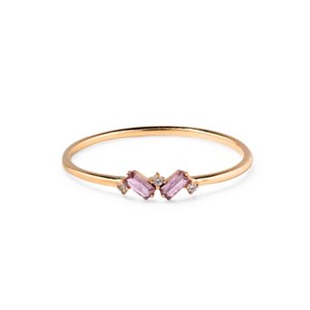 Belinda Jewelz 18k Gold Plated Vermeil Dainty 2 Baguette Birthstone Ring