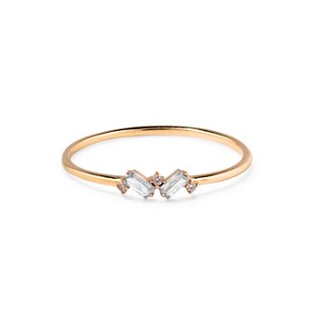 Belinda Jewelz 18k Gold Plated Vermeil Dainty 2 Baguette Birthstone Ring