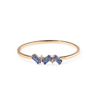 Belinda Jewelz 18k Gold Plated Vermeil Dainty 3 Baguette Birthstone Ring