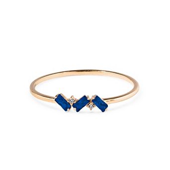 Belinda Jewelz 18k Gold Plated Vermeil Dainty 3 Baguette Birthstone Ring