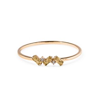 Belinda Jewelz 18k Gold Plated Vermeil Dainty 3 Baguette Birthstone Ring