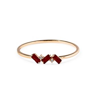 Belinda Jewelz 18k Gold Plated Vermeil Dainty 3 Baguette Birthstone Ring
