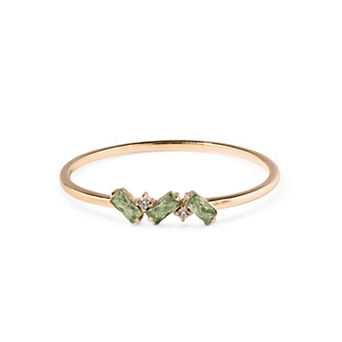 Belinda Jewelz 18k Gold Plated Vermeil Dainty 3 Baguette Birthstone Ring