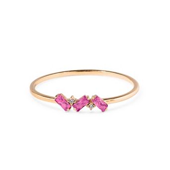 Belinda Jewelz 18k Gold Plated Vermeil Dainty 3 Baguette Birthstone Ring