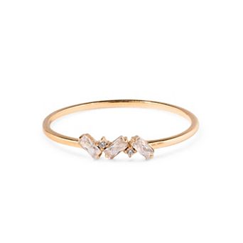 Belinda Jewelz 18k Gold Plated Vermeil Dainty 3 Baguette Birthstone Ring