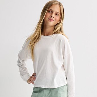 Girls 6-20 SO® Long Sleeve Boxy Tee in Regular & Plus Size
