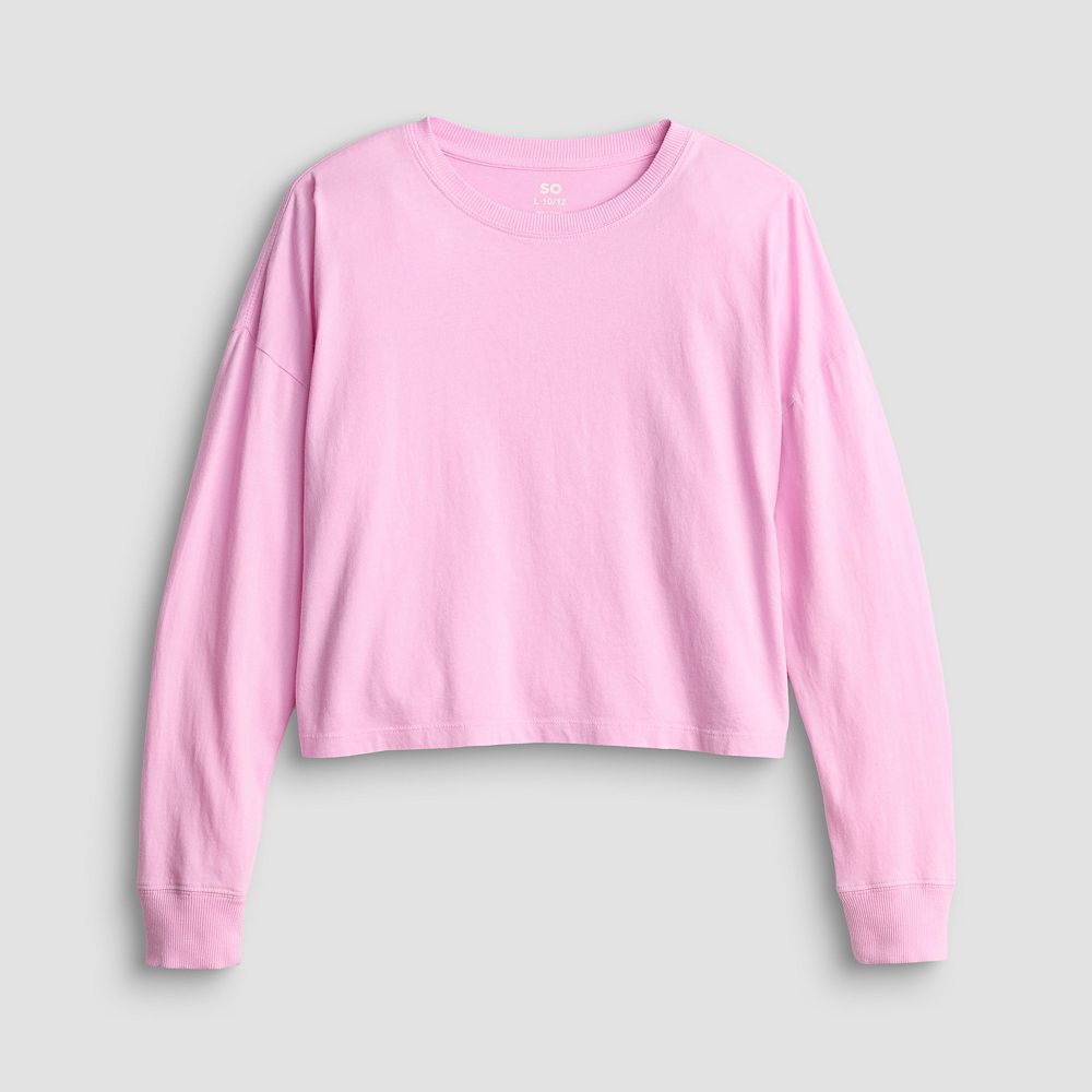 Girls 6-20 SO® Long Sleeve Boxy Tee in Regular & Plus Size