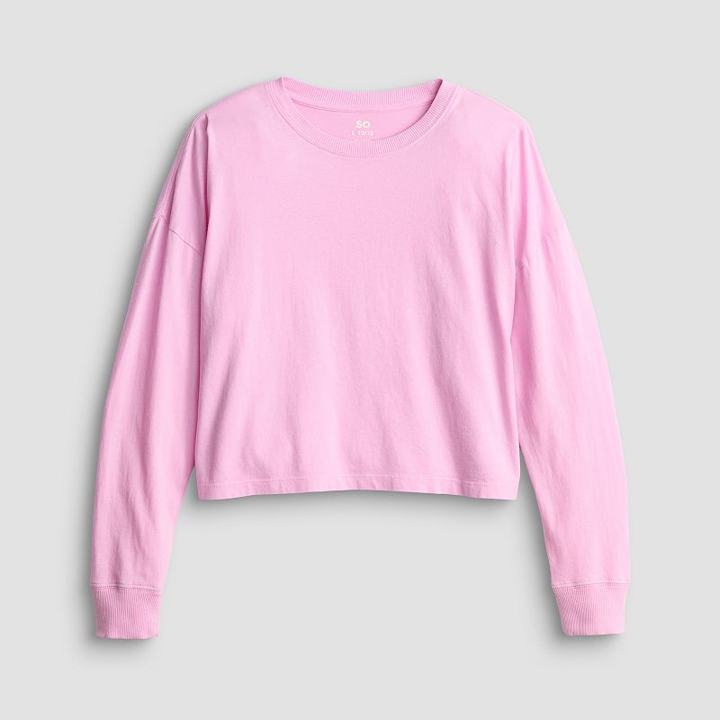 Girls 6-20 SO® Long Sleeve Boxy Tee in Regular & Plus Size