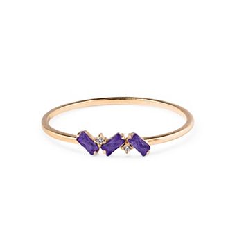 Belinda Jewelz 18k Gold Plated Vermeil Dainty 3 Baguette Birthstone Ring