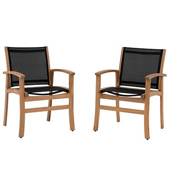 SUNSITT Outdoor Patio Dining Chairs Set of 2, Acacia Wood Frame Chairs for Garden, Lawn, Backyard